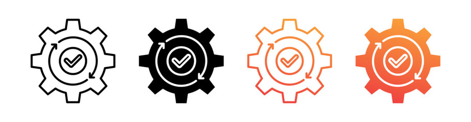 Process Multiple Style Icon Set Vector 