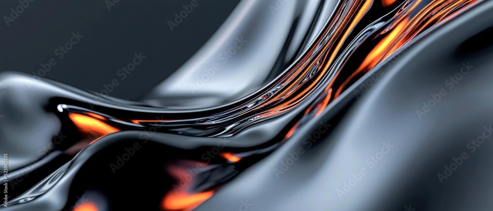 Poster close-up of a black and orange abstract background. the background is made up of wavy lines that cre
