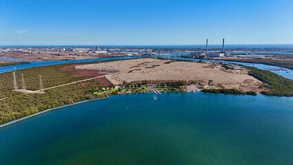 Garden Island, North Adelaide, South Australia: Aerial Drone Image Featuring Mangrove Wetlands, Port River Estuary, Dolphin Sanctuary, Kayaking Trails, Coastal Inlets, Yacht Club and Boats
