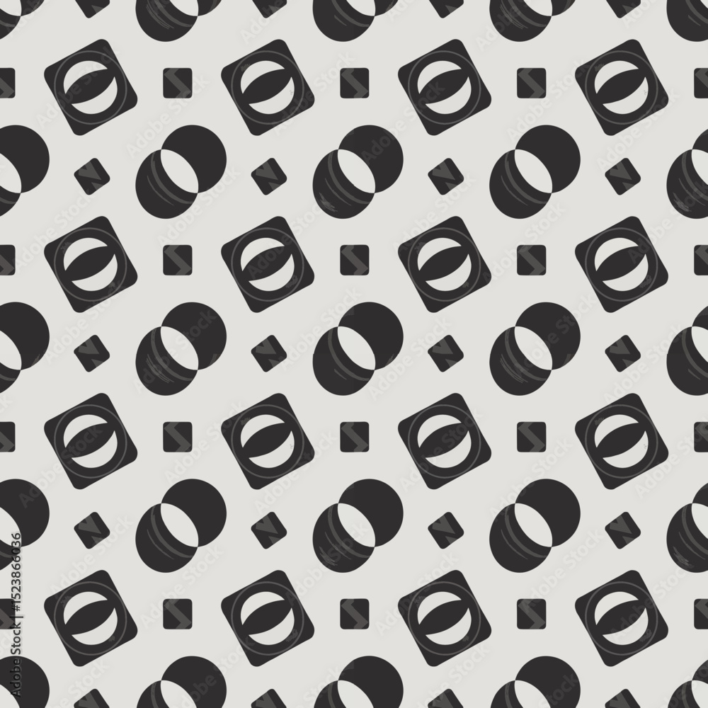 Aufkleber abstract seamless pattern with dark gray circles and squares on light gray background, concept for t
