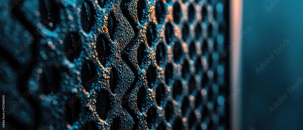 Aufkleber close-up of a metal surface with a textured pattern. the pattern is made up of small, irregularly sh
