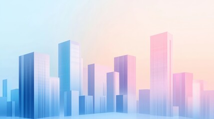 Artistic space of geometric building blocks, abstract city building illustration