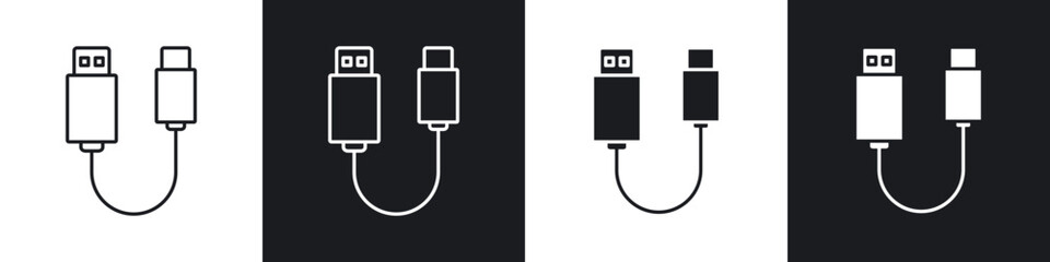 USB cable icons vector graphics for web designs