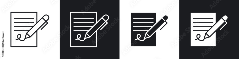 Poster signed contract icons vector graphics for web designs