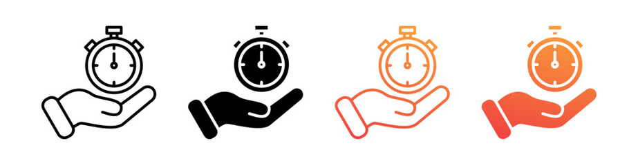 Time Control Multiple Style Icon Set Vector 