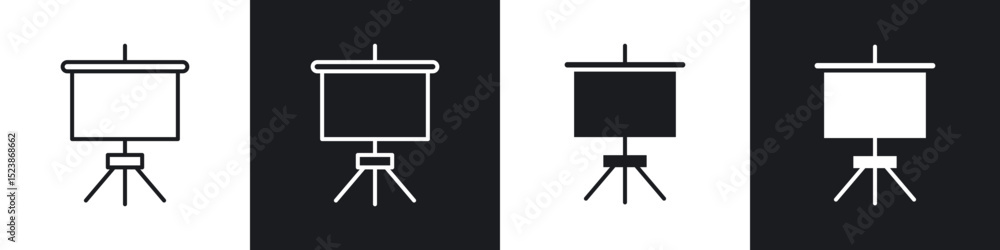 Poster presentation screen icons vector graphics for web designs