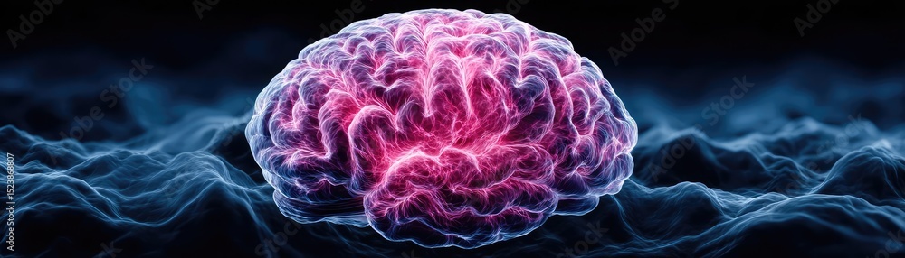 Poster brain and emotion including fear and mental balance concept. a vivid illustration of a human brain s