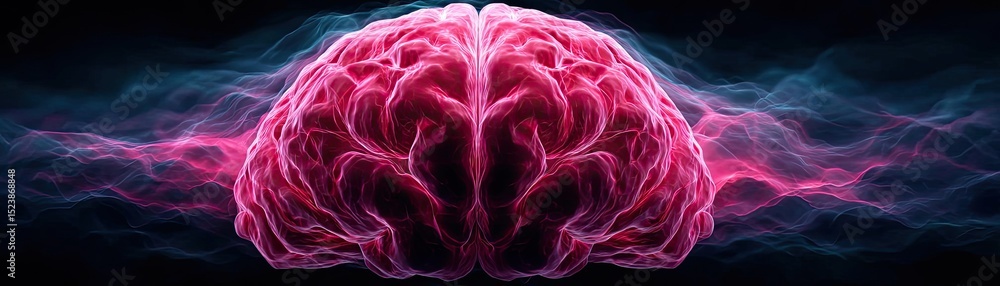 Aufkleber Brain and emotion including fear and mental balance concept. Vibrant abstract representation of a brain and thought patterns.