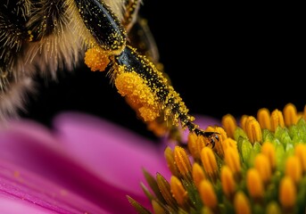 Obraz premium Bee on flower close-up