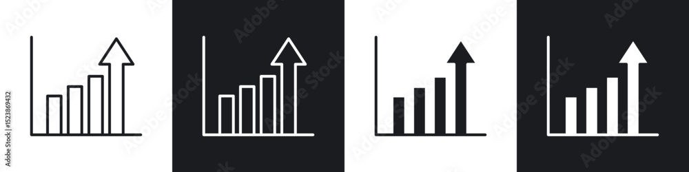 Poster growing graph icons vector graphics for web designs