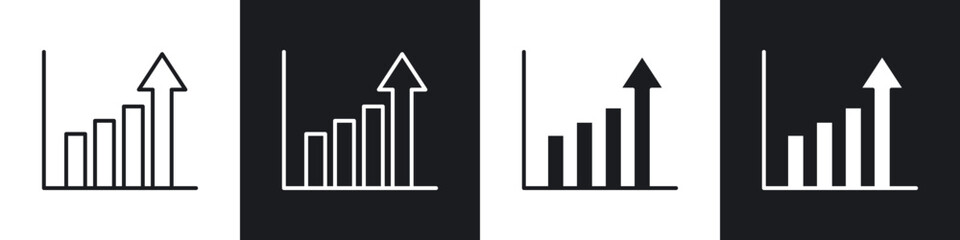 Growing graph icons vector graphics for web designs