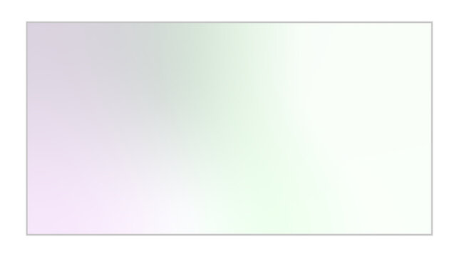 Transparent plate of shiny glass in purple and green. Image of screen reflection on transparency grid background.