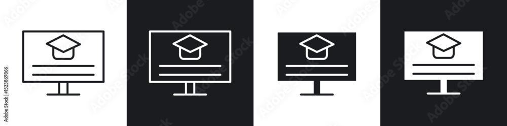 Poster e-learning icons vector graphics for web designs