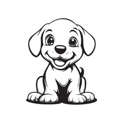 Obraz premium Vector illustration of a cute laughing dog with expressive eyes and joyful expression. Perfect for pet-related designs, fun and playful content, children’s books, or social media graphic