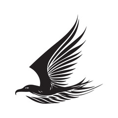 A detailed sketch-style vector illustration of a flying eagle, representing strength, freedom, and power isolated on white background.