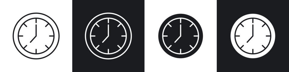 Clock icons vector graphics for web designs