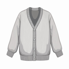 Fototapeta premium Cozy heather gray cardigan illustration on white background, warmth