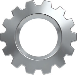 Futuristic Chrome Gear Icon in 3D Design