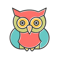 Fototapeta premium owl line icon color design