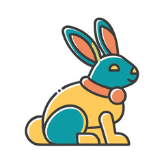 Obraz premium rabbit line icon color design