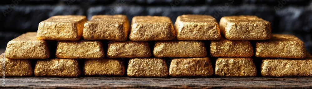 Poster saving money habits using debt control and planning concept. stacked gold bars representing wealth a