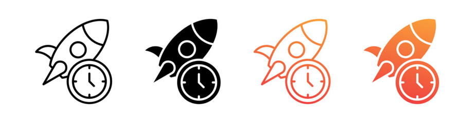 Launch Multiple Style Icon Set Vector 