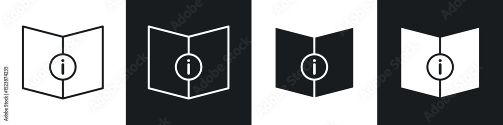 Poster guide book icons in solid and stroke graphics