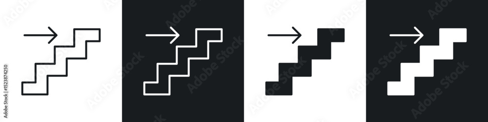 Poster next steps icons in solid and stroke graphics