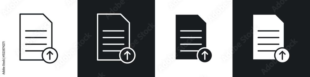 Poster upload file icons in solid and stroke graphics