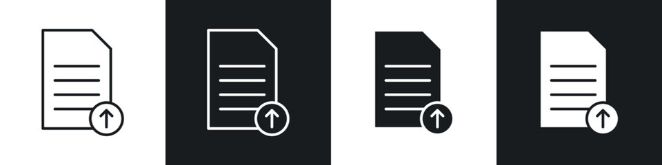 Upload file icons in solid and stroke graphics