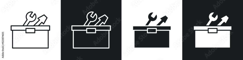 Poster toolbox icons in solid and stroke graphics