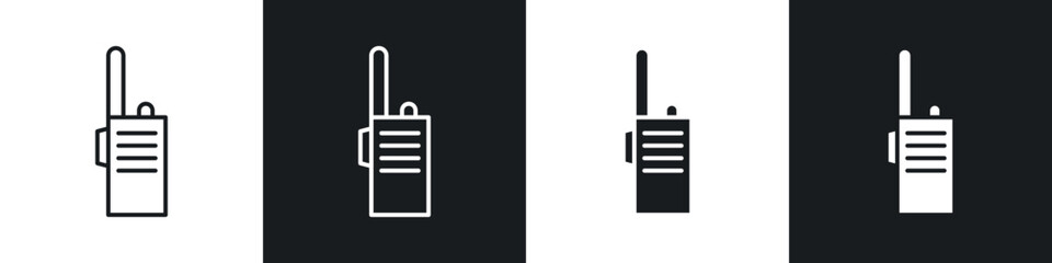 Two way radio icons in solid and stroke graphics