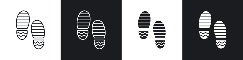 Shoe print icons in solid and stroke graphics