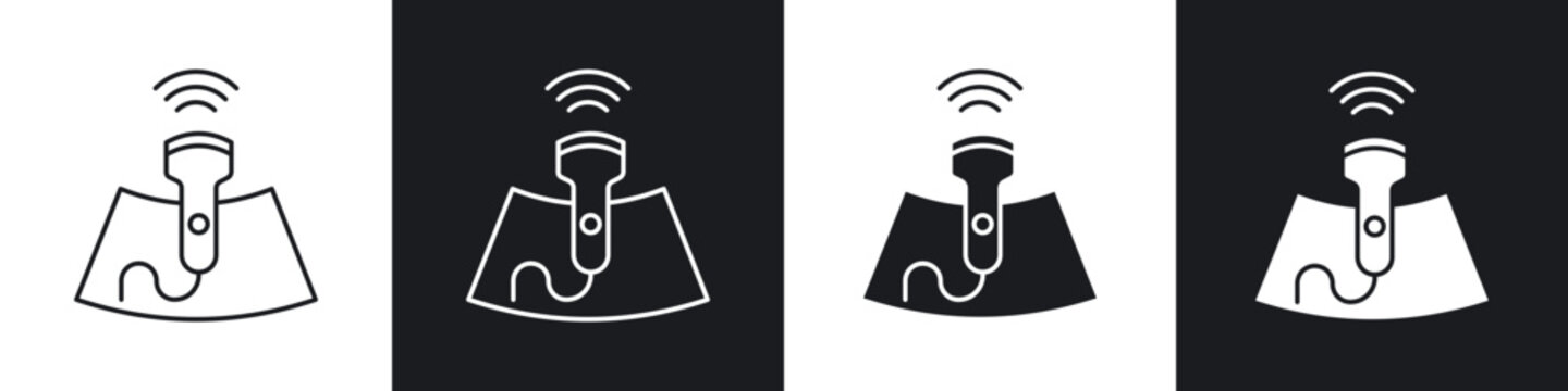 Ultrasound icons in solid and stroke graphics