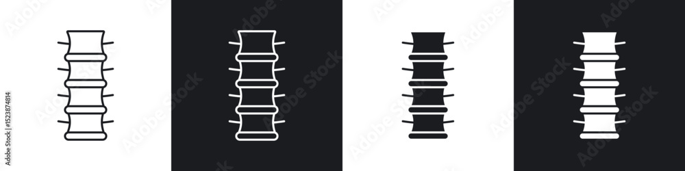 Poster spinal column icons in solid and stroke graphics