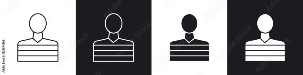 Poster prisoner icons in solid and stroke graphics