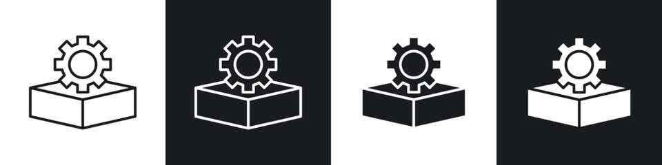 Product management icons in solid and stroke graphics