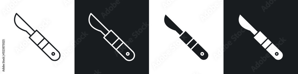 Poster scalpel icons in solid and stroke graphics