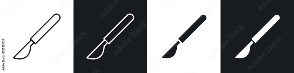 Poster scalpel icons in solid and stroke graphics