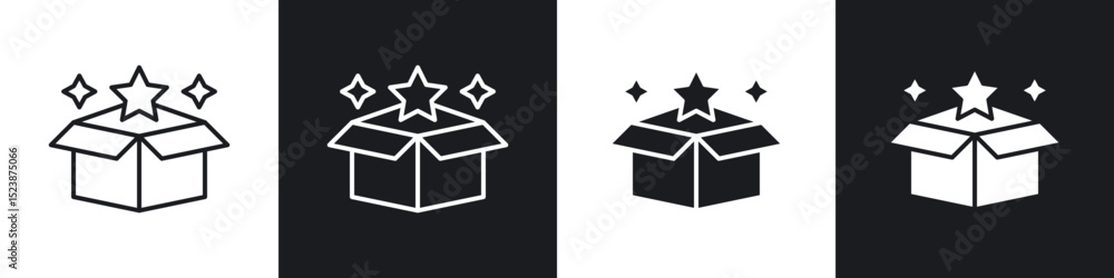 Poster new product icons in solid and stroke graphics