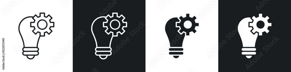 Poster implement icons in solid and stroke graphics