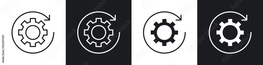 Poster implementation icons in solid and stroke graphics