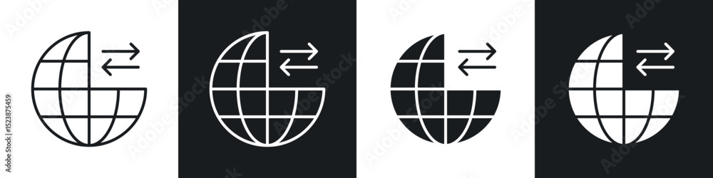Poster import export icons in solid and stroke graphics