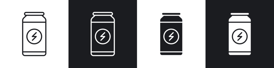 Obraz premium Energy drink icons in solid and stroke graphics