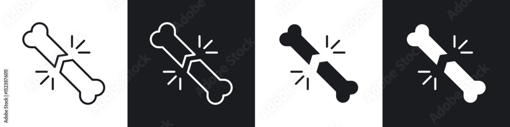 Poster fracture icons in solid and stroke graphics