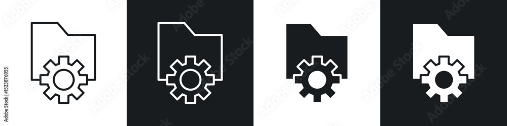 Poster data management icons in solid and stroke graphics