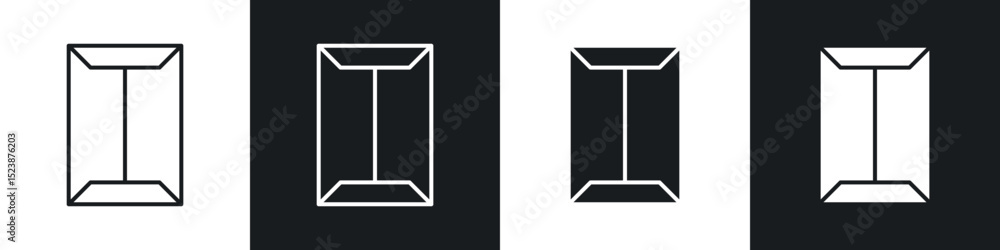 Poster Document envelope icons in solid and stroke graphics