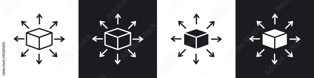 Poster distribution channel icons in solid and stroke graphics