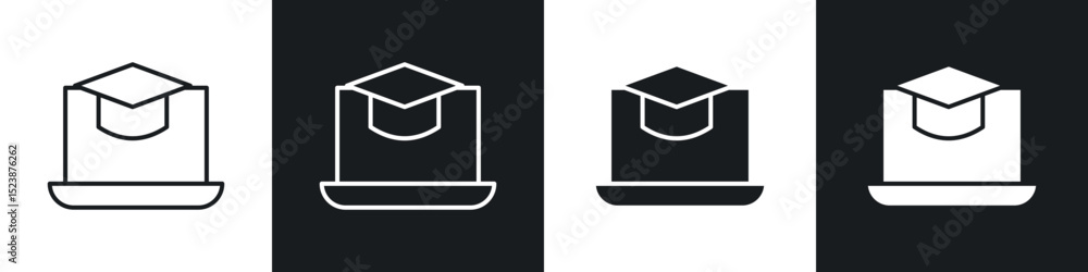Fototapete e learning icons in solid and stroke graphics