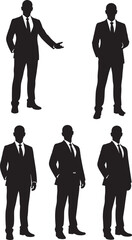 Silhouettes of Business People Standing in a Teamwork Concept Illustration